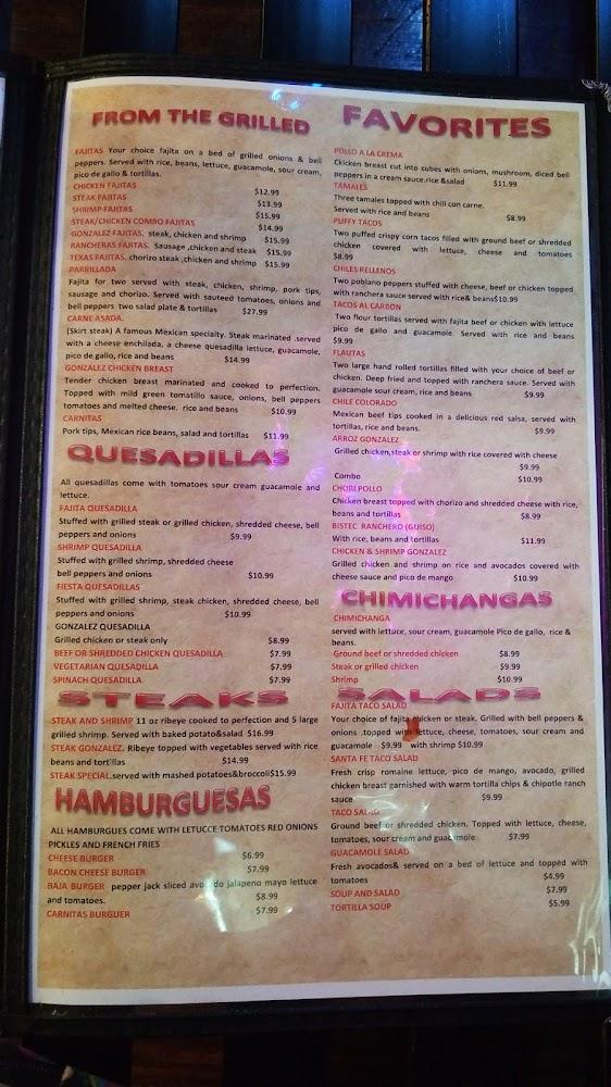 Gonzalez Mexican Restaurant Menu image 4